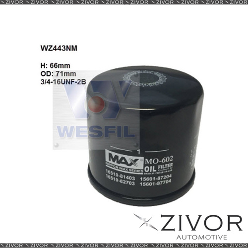 Oil Filter For Daihatsu Applause 1.6L 10/97-1999 - WZ443NM  *By Zivor*
