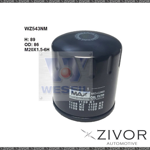 NIPPON MAX Oil Filter For Peugeot 206 1.4L 03/04-02/07 - WZ543NM  *By Zivor*