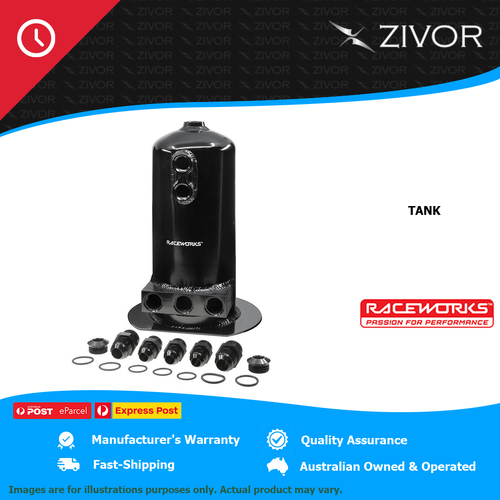 New RACEWORKS 2.5L Surge Tank Single/Dual Outlet Black 2 Yrs Warranty ALY-158BK