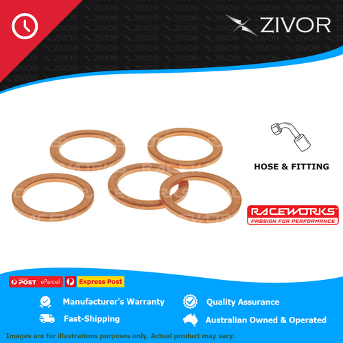 RACEWORKS Copper Washers ID10mm OD16mm T1.5mm 5Pk ID 16mm, OD 20mm RWF-179-16MM