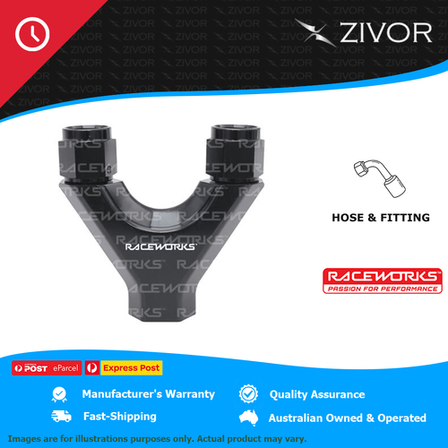 New RACEWORKS Y Block 2X Female Swivels 1X O-Ring Port RWF-939-08-10BK