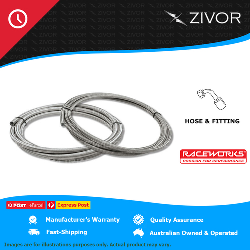 RACEWORKS 100 Series Stainless Braided Cutter E85 Hose-3Mtr 10Mtr RWH-100-08-10M