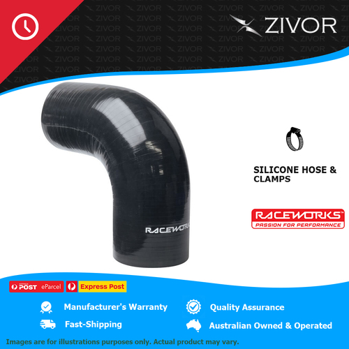 New RACEWORKS Silicone 90 Elbow 2.5" (63mm) Black 2 Yrs Warranty SHE-090-250BK