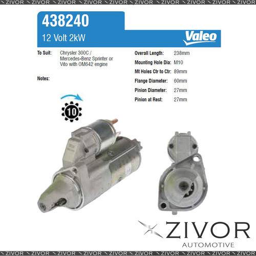 438240-Valeo Starter Motor 12V 10Th CW For JEEP Grand Cherokee, WH