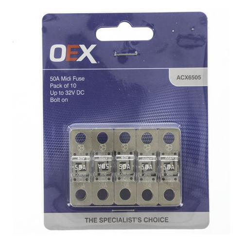 New OEX 41mm Copper Tin Plated 50A Midi Fuse  Bolt On - Pack of 10 ACX6505