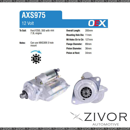 AXS975-OEX Starter Motor 12V 12Th CW Autolite Style For FORD F350