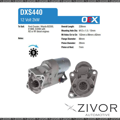 DXS440-OEX Starter Motor 12V 9Th CW Denso Style For FORD Courier, PC