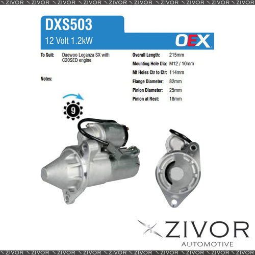 DXS503-OEX Starter Motor 12V 9Th CW Delco Style For DAEWOO Lacetti, J200