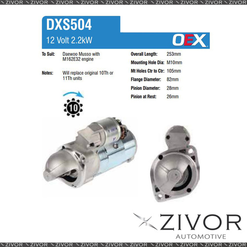DXS504-OEX Starter Motor 12V 11Th CW Delco Style For MERCEDES-BENZ C250D, W202