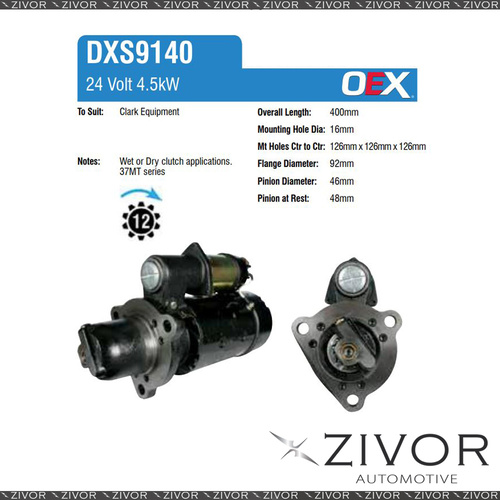 DXS9140-OEX Starter Motor 24V 12Th CW Delco 37MT Style For CASE 780B