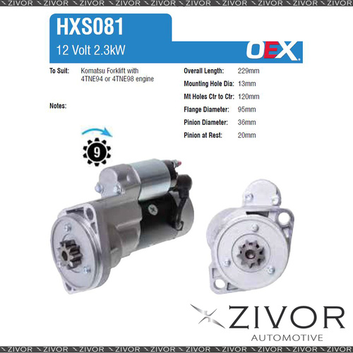 HXS081-OEX Starter Motor 12V 9Th CW Hitachi Style For KOMATSU Stationary Engine