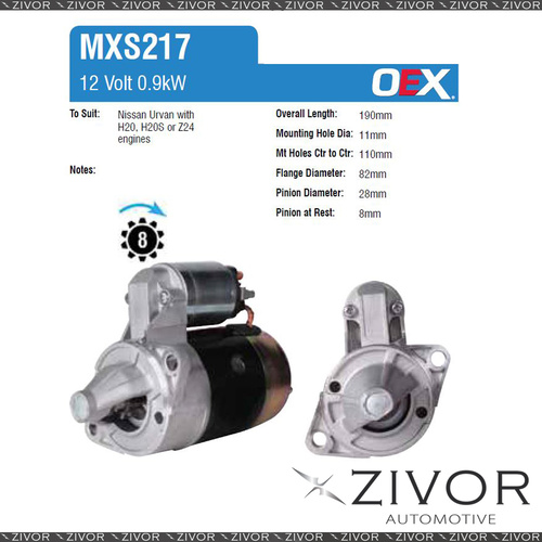MXS217-OEX Starter Motor 12V 8Th CW Mitsubishi Style For NISSAN Skyline, 350GT