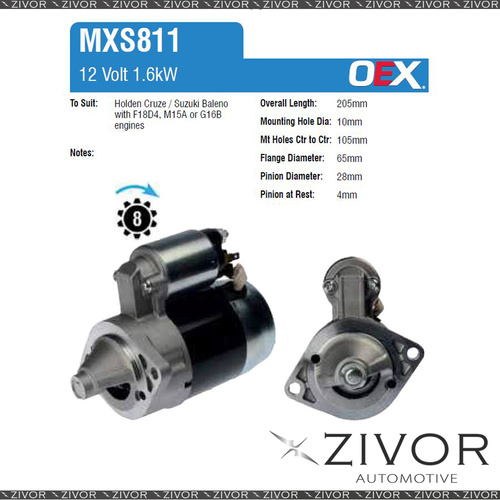 MXS811-OEX Starter Motor 12V 8Th CW Mitsubishi Style For SUZUKI X90, B11S