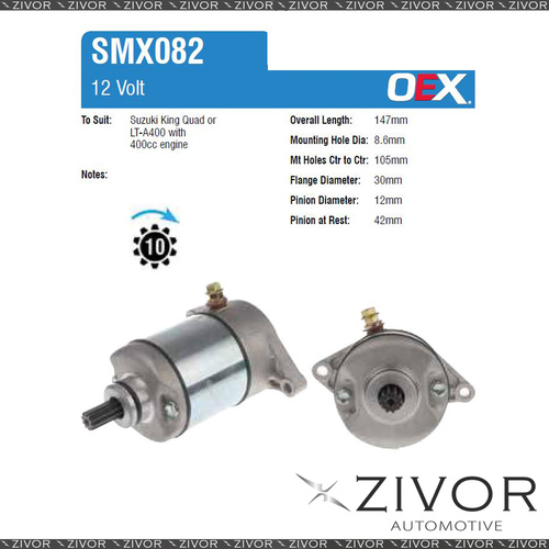OEX Starter Motor 12V 10Th CW United Technologies Style For SUZUKI LT-F400