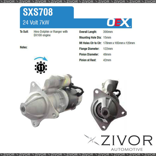 Starter Motor 24V 11Th CW Sawafuji Style For TOYOTA 3FD 150-230 (Hino Engine)