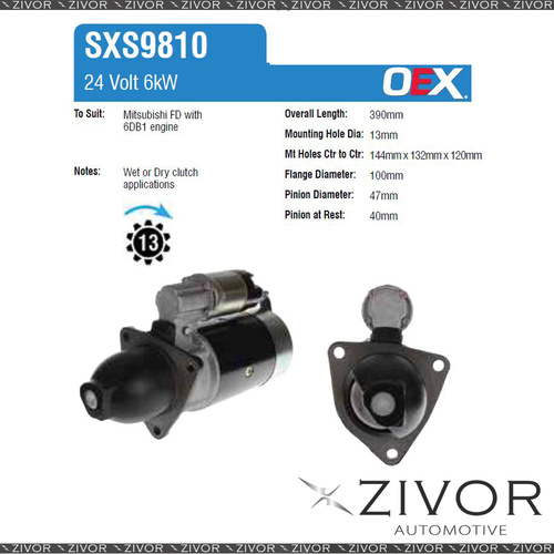 SXS9810-OEX Starter Motor 24V 13Th CW Sawafuji Style For MITSUBISHI FD 150/210