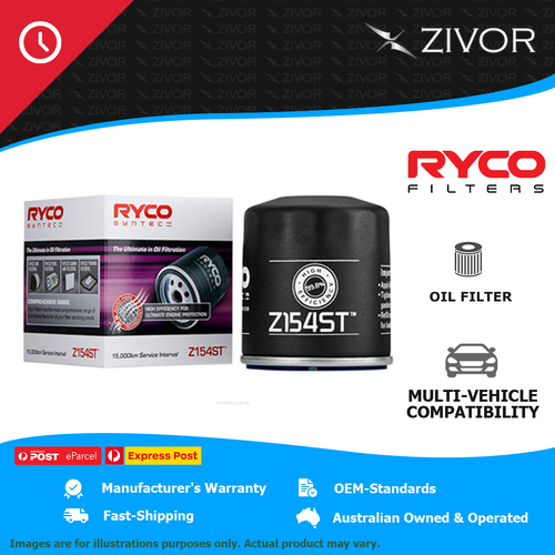 New RYCO Syntec Oil Filter Spin On For HOLDEN ASTRA TS 1.8L X18XE Z154ST