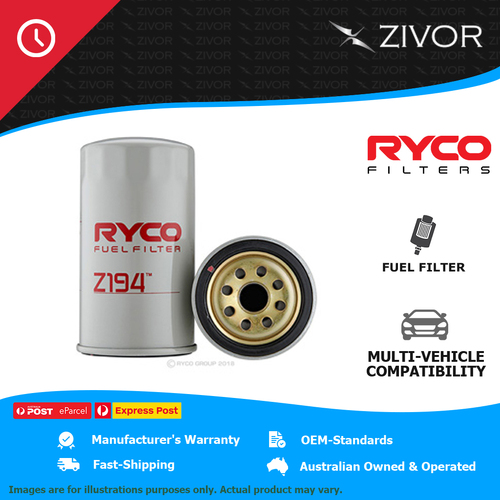 RYCO Fuel Filter Spin On For MITSUBISHI FUSO HEAVY,SHOGUN FV225 11.1L 6D22 Z194