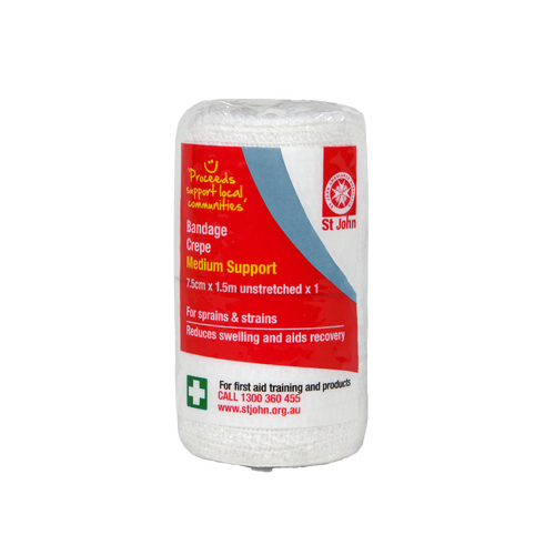 ST JOHN Crepe Bandage 7.5cm x 1.5cm Medical First Aid Support #1080