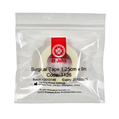 ST JOHN Surgical Tape 1.25cm x 9m Medical Adhesive First Aid Support #1126