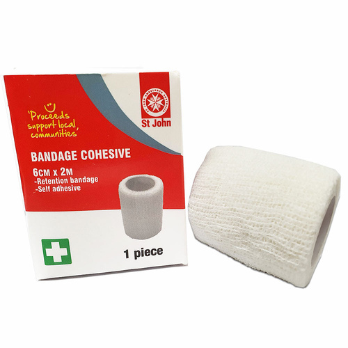 ST JOHN Cohesive Bandage 6cm x 2m Self Adhesive First Aid Support #114101