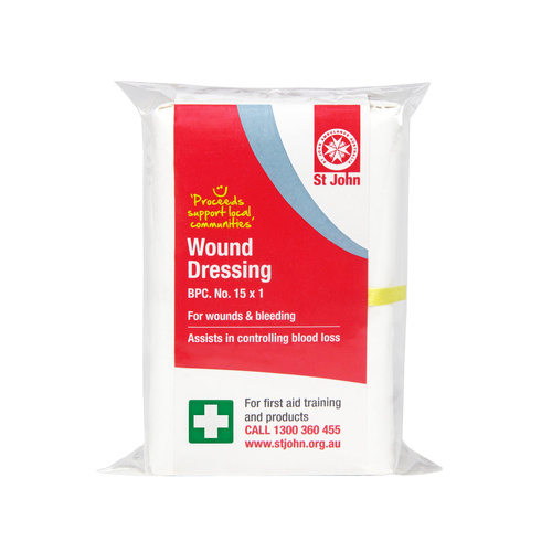 ST JOHN Wound Dressing No.15 Sterile First Aid Emergency Wound Care #2091