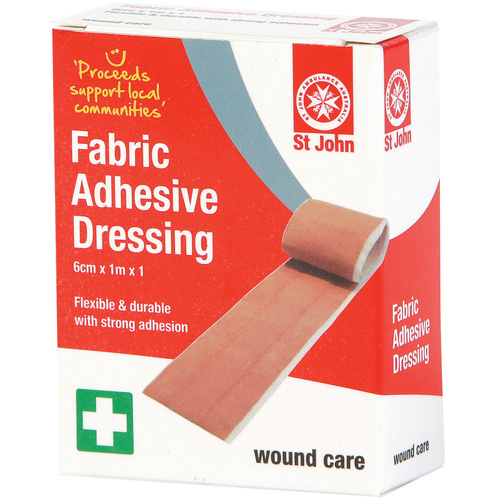 ST JOHN Adhesive Fabric Dressing 6cm x 1m First Aid Wound Care Bandage #2190