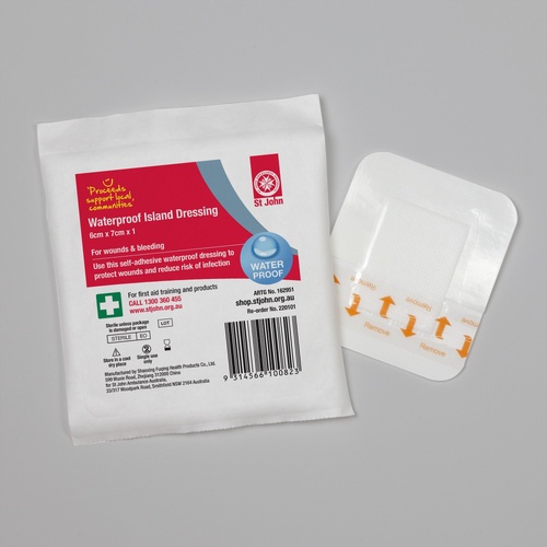 ST JOHN Adhesive Waterproof Island Dressing 6 x 7cm Medical First Aid #220101