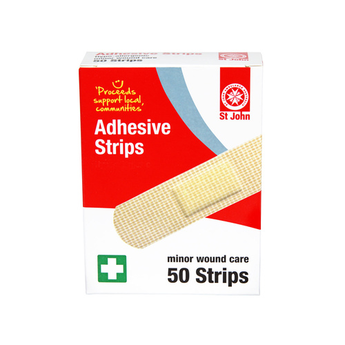 ST JOHN Adhesive Plastic Strips 50 Pack Waterproof First Aid Bandages #2230