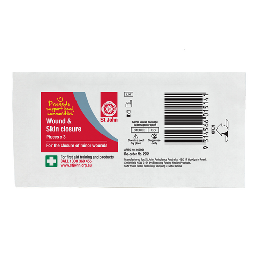 ST JOHN Wound and Skin Closure Strips 3 Pack First Aid Treatment #2251