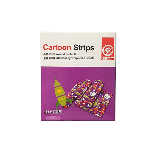 ST JOHN Cartoon Strips 10 Pack Adhesive Bandages Fun First Aid #225513