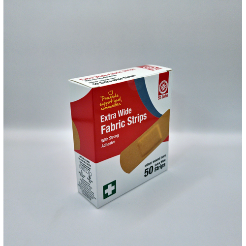ST JOHN Adhesive Fabric Strips Extra Wide 50 Pack Medical First Aid #225701