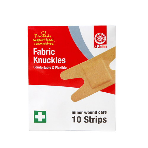 ST JOHN Fabric Knuckle Strips 10 Pack Adhesive First Aid Bandages #2260