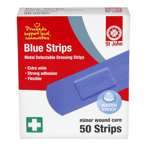 ST JOHN Waterproof Blue Metal Adhesive Strips - 50 pack #226452