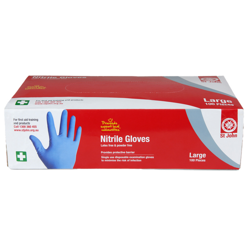 ST JOHN Nitrile Gloves Large 100 Pack Disposable Medical Protective PPE #3054L