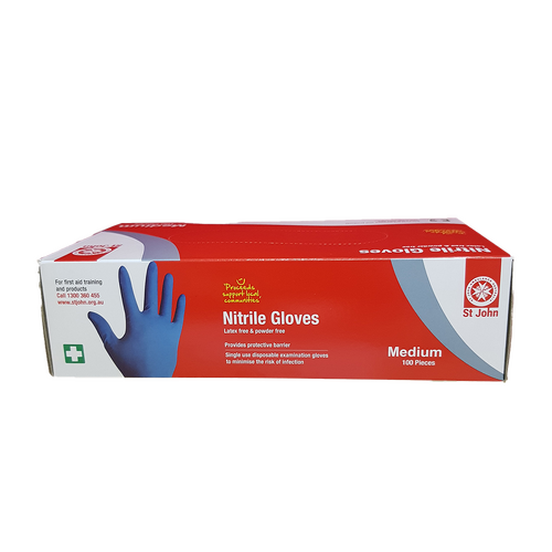 ST JOHN Nitrile Gloves Medium 100 Pack Disposable Medical Protective PPE #3054M