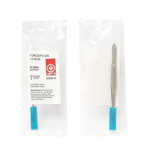 ST JOHN Pointed Forceps 12.5cm Stainless Steel Sharp Sterilisable #307001