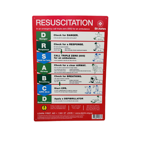 ST JOHN CPR Pools Chart - Polypropylene 42cm x 59cm (A2) #3266