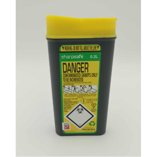 ST JOHN 200ml Sharps Container Medical Waste Disposal Needle Safety Bin #343003