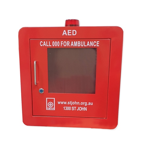 ST JOHN Defibrillator Cabinet Red Box with Alarm and Strobe Light #353826