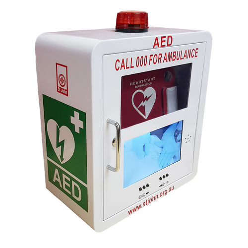 ST JOHN Defibrillator Cabinet Video Alarm AED Emergency Storage #353828
