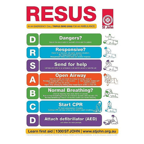ST JOHN DRSABCD Action Plan A3 Poster First Aid Emergency Guide #388811