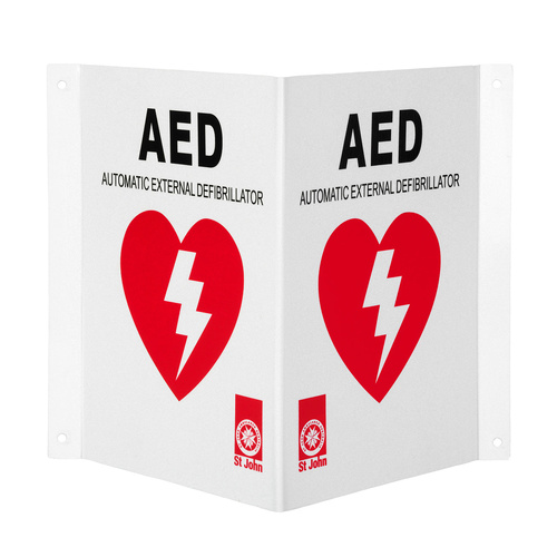 ST JOHN First Aid AED Signage 90 Degree Metal Emergency Safety Sign #434861