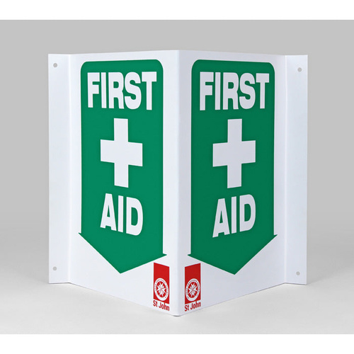 ST JOHN First Aid High Visibility Signage 90 Degree Safety Sign #434863