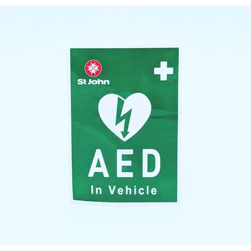 ST JOHN AED in Vehicle Decal Emergency Defibrillator Warning STicker Sign#434873