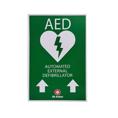ST JOHN AED High-Vis Signage Up Arrows Emergency Defibrillator Sign #434877
