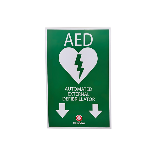 ST JOHN AED High Visibility Signage with Down Arrows #434878