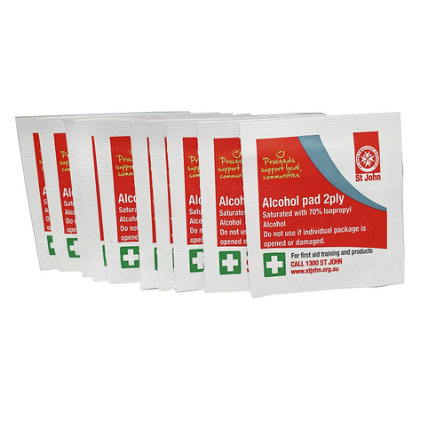 ST JOHN Alcohol Swabs 10 Pack Medical First Aid Cleaning Wipes #8882291