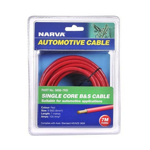 NARVA Battery Cable 8 B&s 100 7 Meter Roll - Red #5808-7RD