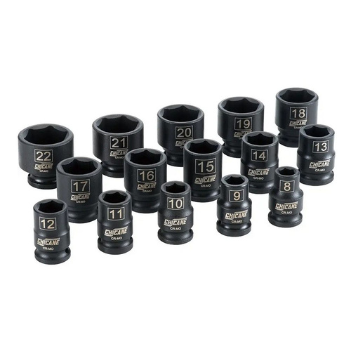 CHICANE 15 Piece 3/8? Inch Drive Metric Impact Socket Set #CH1130